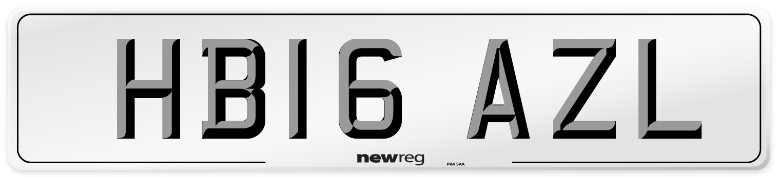 HB16 AZL Number Plate from New Reg